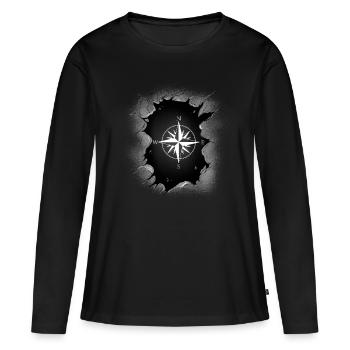 Windrose Kompass Richtung - Frauen Premium Bio Langarmshirt - Schwarz - Vorne - Julia (174cm)