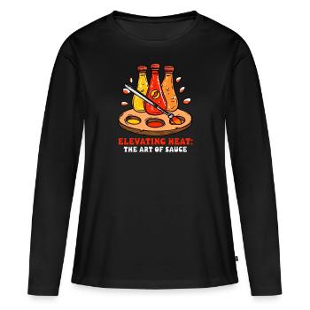 Aficionado de la sauce piquante Chaleur élevante La sauce artistique - T-shirt manches longues Premium bio Femme - noir - Devant - Julia (174cm)