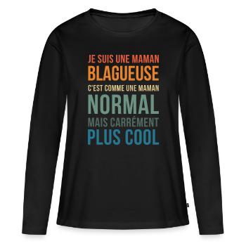 meilleure maman blagueuse idée cadeau - T-shirt manches longues Premium bio Femme - noir - Devant - Julia (174cm)