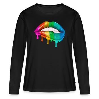 Gender Lesben, Schwule, Trans, Queer Regenbogen - Frauen Premium Bio Langarmshirt - Schwarz - Vorne - Julia (174cm)