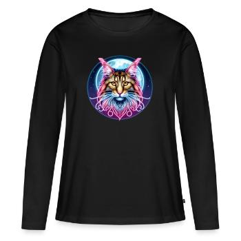 Maine Coon Katze - Frauen Premium Bio Langarmshirt - Schwarz - Vorne - Julia (174cm)
