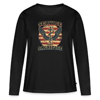 Service et sacrifice d’infirmière VA - T-shirt manches longues Premium bio Femme - noir - Devant - Julia (174cm)