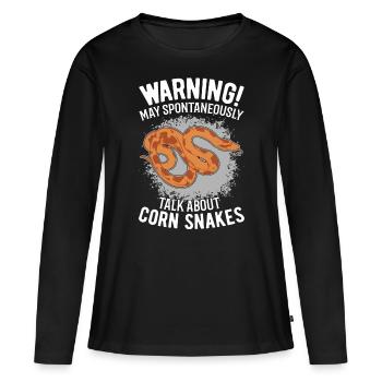 Avertissement Serpent des blés Cadeau Serpent des blés - T-shirt manches longues Premium bio Femme - noir - Devant - Julia (174cm)