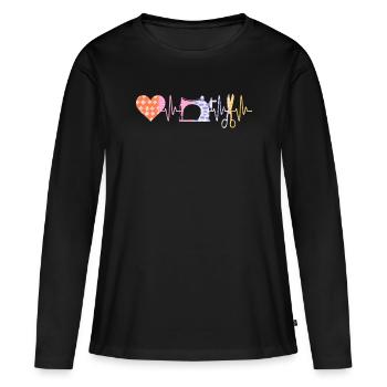 Couture Heartbeat Heart Couture - T-shirt manches longues Premium bio Femme - noir - Devant - Julia (174cm)