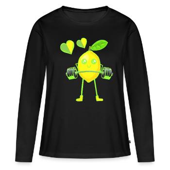 Lemon Poids Exercice Poids GYM Exercice Muscles - T-shirt manches longues Premium bio Femme - noir - Devant - Julia (174cm)