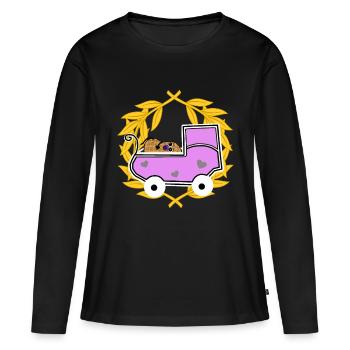 Cacahuète Enceinte Grossesse Naissance Bébé - T-shirt manches longues Premium bio Femme - noir - Devant - Julia (174cm)