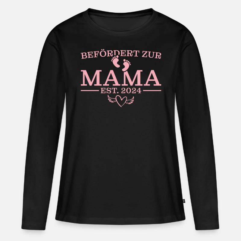 Mama 2024 Werdende Mutter Geschenk - Frauen Premium Bio Langarmshirt - Schwarz