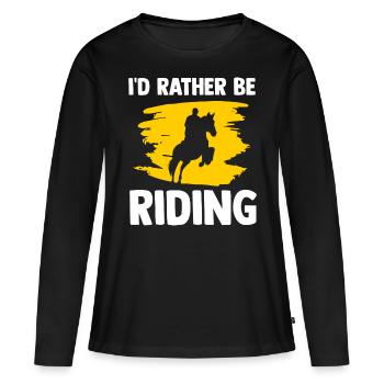 Amoureux des chevaux Équitation équestre - T-shirt manches longues Premium bio Femme - noir - Devant - Julia (174cm)
