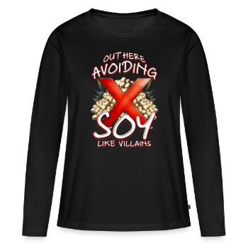 Sojaallergie ici : éviter le soja - T-shirt manches longues Premium bio Femme - noir - Devant - Julia (174cm)