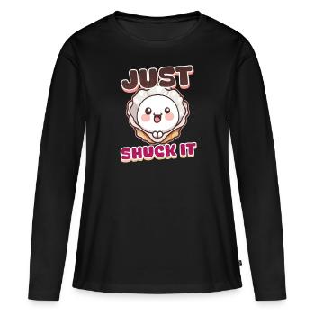 Huître juste écaillée - T-shirt manches longues Premium bio Femme - noir - Devant - Julia (174cm)