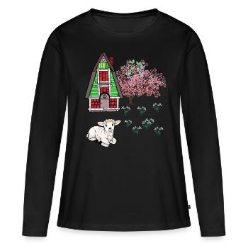 Joyeuses Pâques Agneau Schaff Pâques Nature Printemps - T-shirt manches longues Premium bio Femme - noir - Devant - Julia (174cm)