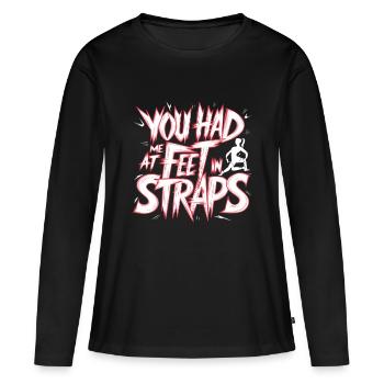 Tu m’avais aux pieds dans les sangles 55 - T-shirt manches longues Premium bio Femme - noir - Devant - Julia (174cm)
