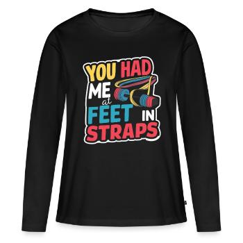 Tu m’avais aux pieds dans les sangles 57 - T-shirt manches longues Premium bio Femme - noir - Devant - Julia (174cm)