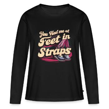 Tu m’avais aux pieds dans les sangles 58 - T-shirt manches longues Premium bio Femme - noir - Devant - Julia (174cm)