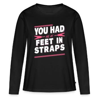 Tu m’avais aux pieds dans les sangles 62 - T-shirt manches longues Premium bio Femme - noir - Devant - Julia (174cm)