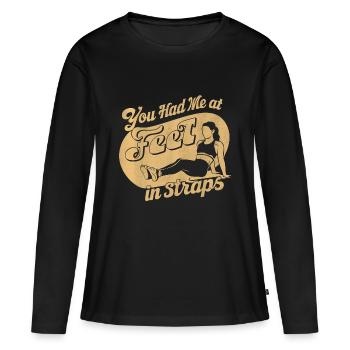 Tu m’avais à pieds dans des sangles 61 - T-shirt manches longues Premium bio Femme - noir - Devant - Julia (174cm)