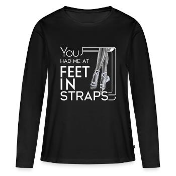 Tu m’avais aux pieds dans les sangles 63 - T-shirt manches longues Premium bio Femme - noir - Devant - Julia (174cm)