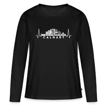 Heartbeat Skyline Canada Calgary - T-shirt manches longues Premium bio Femme - noir - Devant - Julia (174cm)