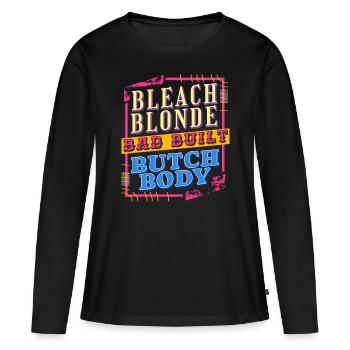 Retro design: beach blonde, poorly built – - Women's Premium Organic Long Sleeve Shirt - black - Front - Julia (174cm)