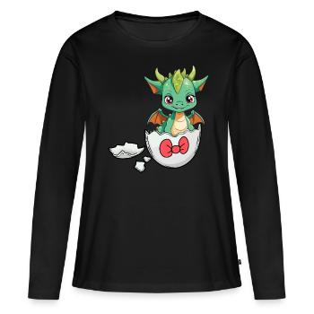 Dragon Dragon Coquille d’oeuf Hatch Bébé Enfant - T-shirt manches longues Premium bio Femme - noir - Devant - Julia (174cm)