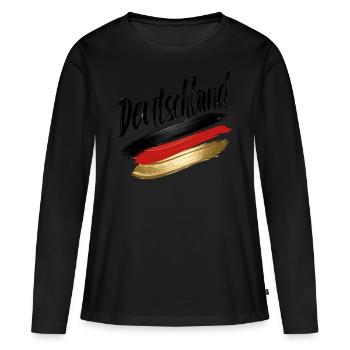 Deutschland Deutscher Deutsch GER Almanya Alemania - Frauen Premium Bio Langarmshirt - Schwarz - Vorne - Julia (174cm)