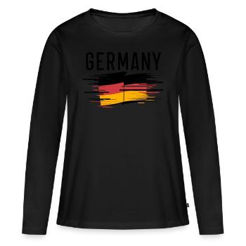 Deutschland Deutscher Deutsch GER Almanya Alemania - Frauen Premium Bio Langarmshirt - Schwarz - Vorne - Julia (174cm)