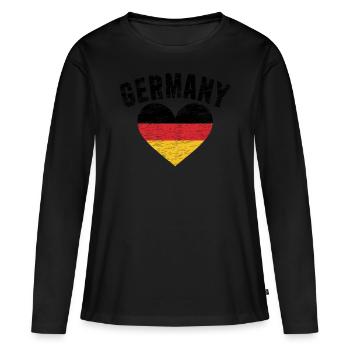 Deutschland Deutscher Deutsch GER Almanya Alemania - Frauen Premium Bio Langarmshirt - Schwarz - Vorne - Julia (174cm)