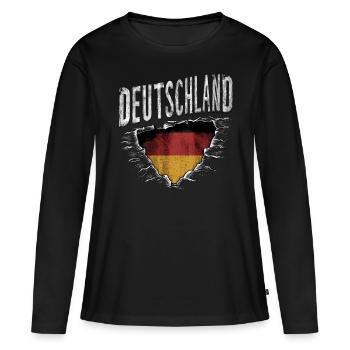 Deutschland Deutscher Deutsch GER Almanya Alemania - Frauen Premium Bio Langarmshirt - Schwarz - Vorne - Julia (174cm)