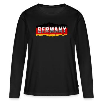 Deutschland Deutscher Deutsch GER Almanya Alemania - Frauen Premium Bio Langarmshirt - Schwarz - Vorne - Julia (174cm)