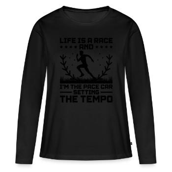 Professeur d’éducation physique Professeurs d’éducation physique École Spor - T-shirt manches longues Premium bio Femme - noir - Devant - Julia (174cm)