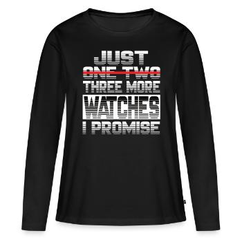 Juste une montre de plus Je promets Montres - T-shirt manches longues Premium bio Femme - noir - Devant - Julia (174cm)