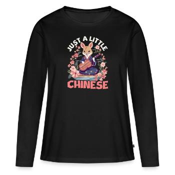 Chinois juste un peu de chinois - T-shirt manches longues Premium bio Femme - noir - Devant - Julia (174cm)