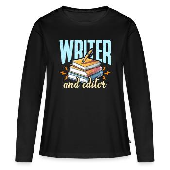 Writer And Editor Literature Bookworm Book Editor - Frauen Premium Bio Langarmshirt - Schwarz - Vorne - Julia (174cm)