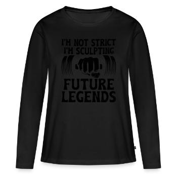 Professeur d’éducation physique Professeurs d’éducation physique École Spor - T-shirt manches longues Premium bio Femme - noir - Devant - Julia (174cm)