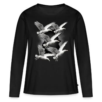 Möwen Möwe Maritim Seevögel - Frauen Premium Bio Langarmshirt - Schwarz - Vorne - Julia (174cm)