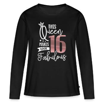 16 ans fille 16e anniversaire cadeau fille - T-shirt manches longues Premium bio Femme - noir - Devant - Julia (174cm)