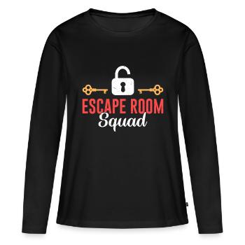 Drôle de dicton de salle d’évasion - T-shirt manches longues Premium bio Femme - noir - Devant - Julia (174cm)