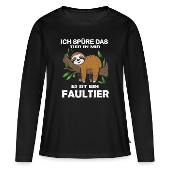 Drôle de paresseux, pas de désir - T-shirt manches longues Premium bio Femme - noir - Devant - Julia (174cm)