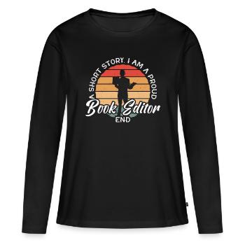 Éditeur de livres Une nouvelle Je suis un rat de bibliothèque Éditeur - T-shirt manches longues Premium bio Femme - noir - Devant - Julia (174cm)