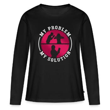 Book Editor My Problem My Pictogram Mom Dad Editor - Frauen Premium Bio Langarmshirt - Schwarz - Vorne - Julia (174cm)