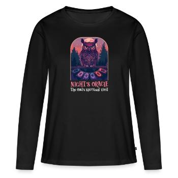 Oracle de la nuit du hibou spirituel Veillée spirituelle du hibou - T-shirt manches longues Premium bio Femme - noir - Devant - Julia (174cm)