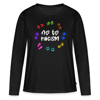 gegen Rassismus, gegen Rechts, gegen Nazis, Liebe - Frauen Premium Bio Langarmshirt - Schwarz - Vorne - Julia (174cm)