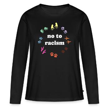 gegen Rassismus, gegen Rechts, gegen Nazis, Liebe - Frauen Premium Bio Langarmshirt - Schwarz - Vorne - Julia (174cm)