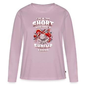Allergie aux crevettes - T-shirt manches longues Premium bio Femme - rose poudré - Devant - Julia (174cm)