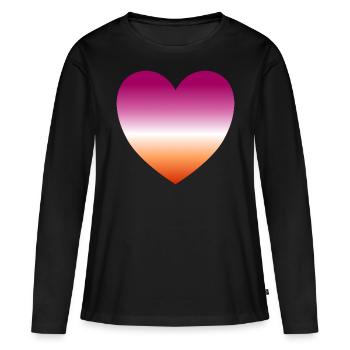 Cœur lesbien - T-shirt manches longues Premium bio Femme - noir - Devant - Julia (174cm)