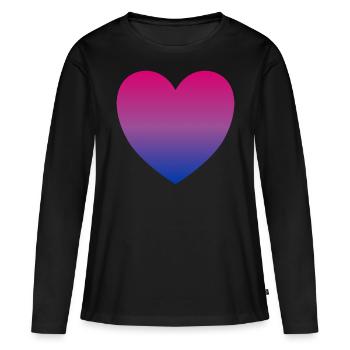Bi-cœur - T-shirt manches longues Premium bio Femme - noir - Devant - Julia (174cm)