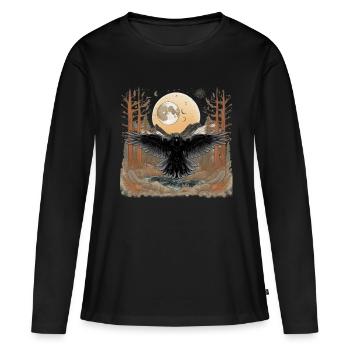 Corbeaux, Corbeaux, Nature, Corbeau, Corbeau - T-shirt manches longues Premium bio Femme - noir - Devant - Julia (174cm)