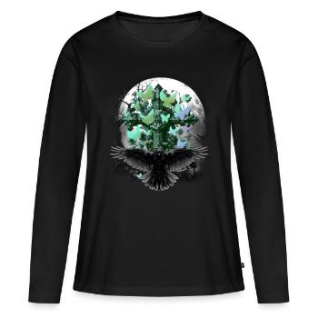 Croix de croix de croix d’Halloween d’Halloween - T-shirt manches longues Premium bio Femme - noir - Devant - Julia (174cm)