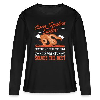 Serpent des blés cadeau Serpent des blés - T-shirt manches longues Premium bio Femme - noir - Devant - Julia (174cm)