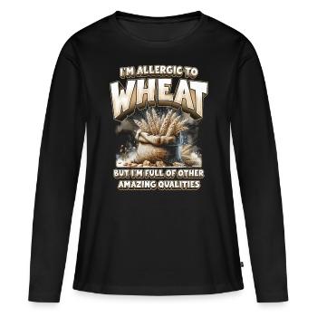 Allergie au blé - T-shirt manches longues Premium bio Femme - noir - Devant - Julia (174cm)
